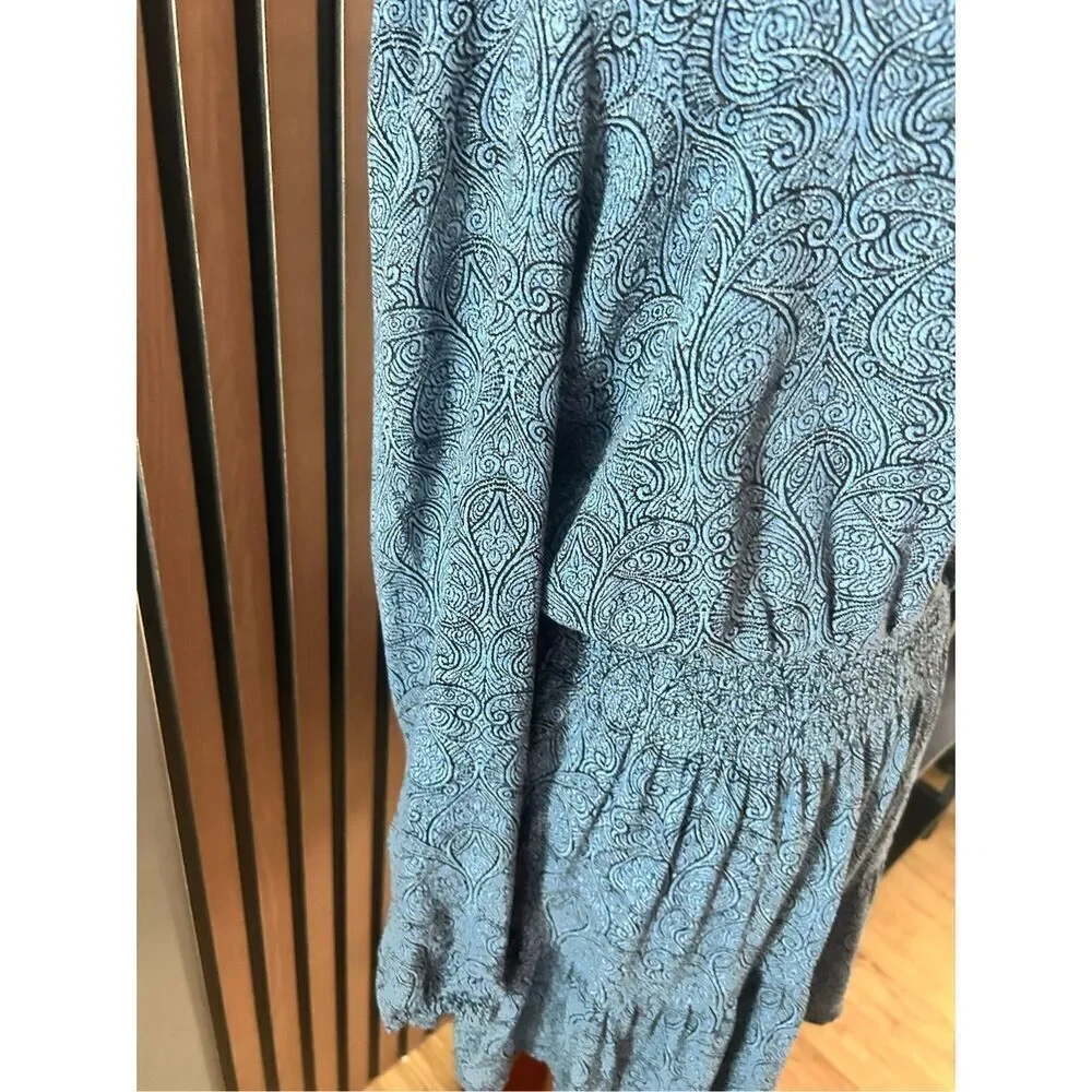 Michael Kors Blue Paisley V-neck Dress with Branded Neck Tie Size 4 mini western